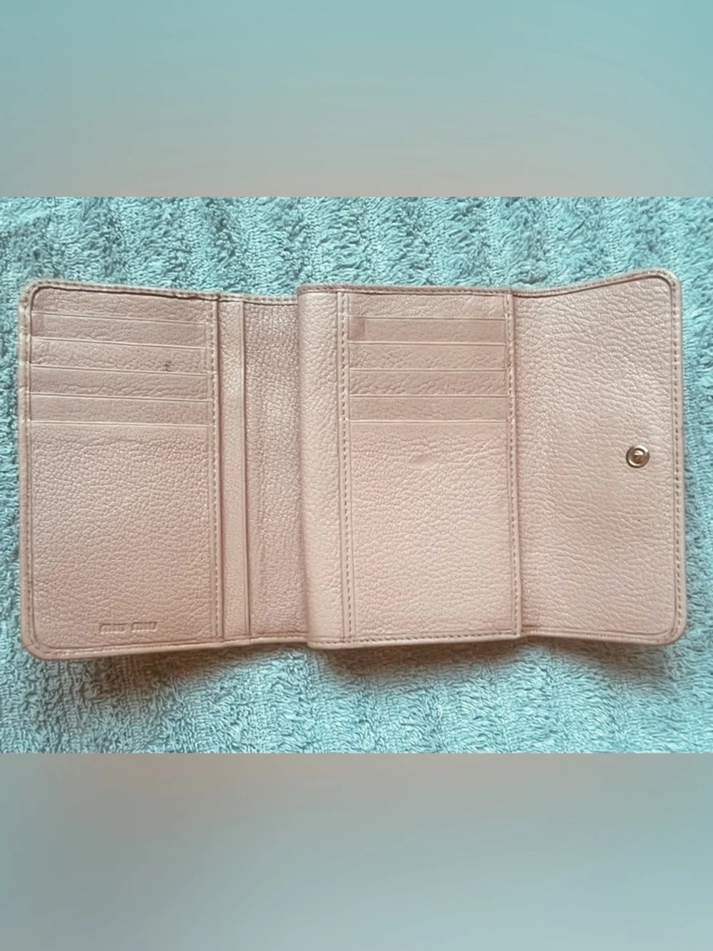 Miu Miu Madras Fiocco Trifold Wallet Blush Pink Leather Bow COA Authentic -GUC - Picture 14 of 15